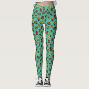 Leggings Coloridos ladybugs sobre turquesa