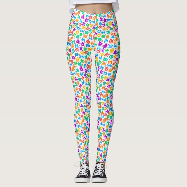 Leggings Coloridos patrones pixelados de monstruos (Anverso)