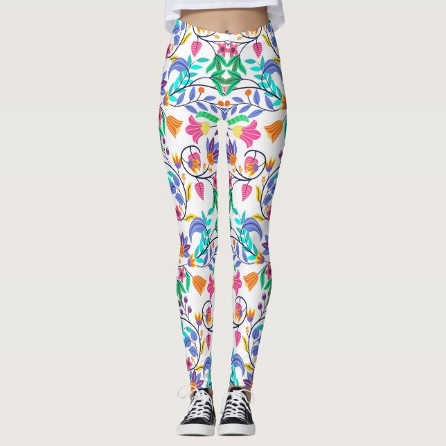 Leggings Colourful Exotic Floral Pattern-23147 (Anverso)