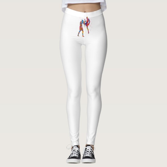 Leggings Combatiente muay thai en acuarela (Anverso)