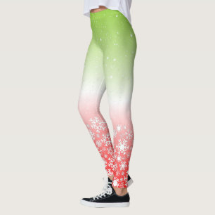 Leggings Combinación de colores tropicales y copos de nieve