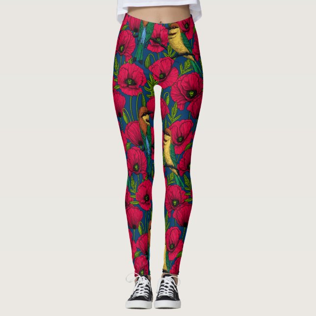 Leggings Comedores de abejas y amapolas (Anverso)