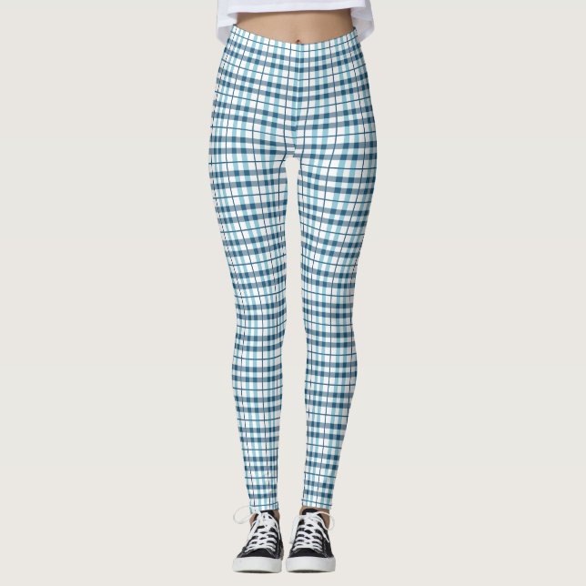 Leggings Comfy Pajama Trazado en blanco y azul (Anverso)