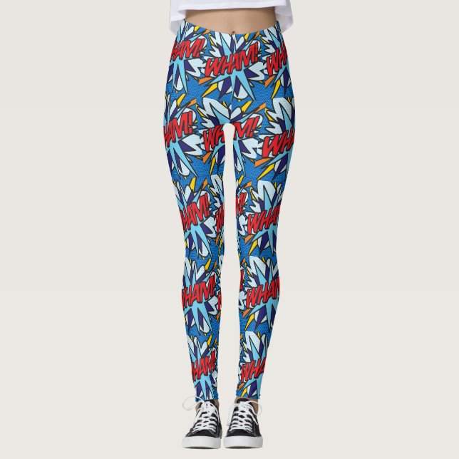 Leggings ¡Cómic de cosplay arte pop WHAM! (Anverso)