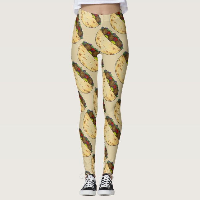 Leggings Comida de sándwich de pita rellena de falafel (Anverso)