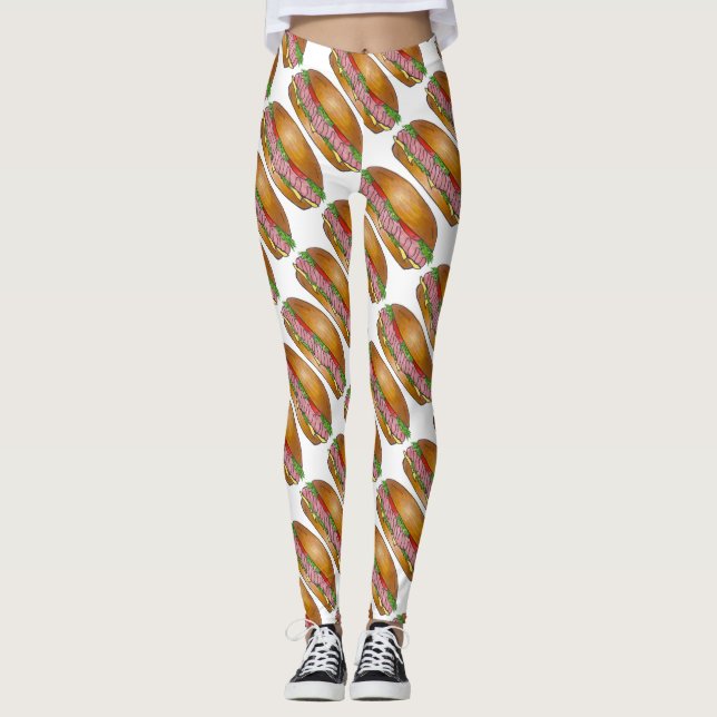 Leggings Comida de sandwich del submarino Ham and Cheese Ho (Anverso)