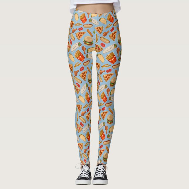 Leggings Comida rápida comida chatarra Pizza hamburguesas P (Anverso)