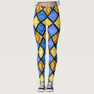 Leggings Commedia dell'Arte Harlequin Blue & Gold
