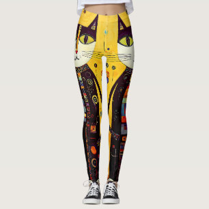 Leggings Compañeros abstractos: una historia de dos gatos