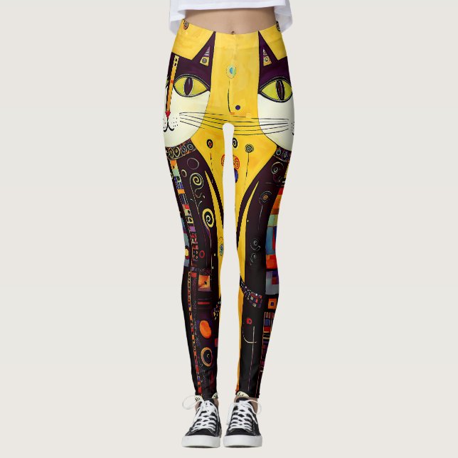Leggings Compañeros abstractos: una historia de dos gatos (Anverso)