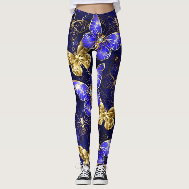 Leggings Composición con mariposas de zafiro (Anverso)