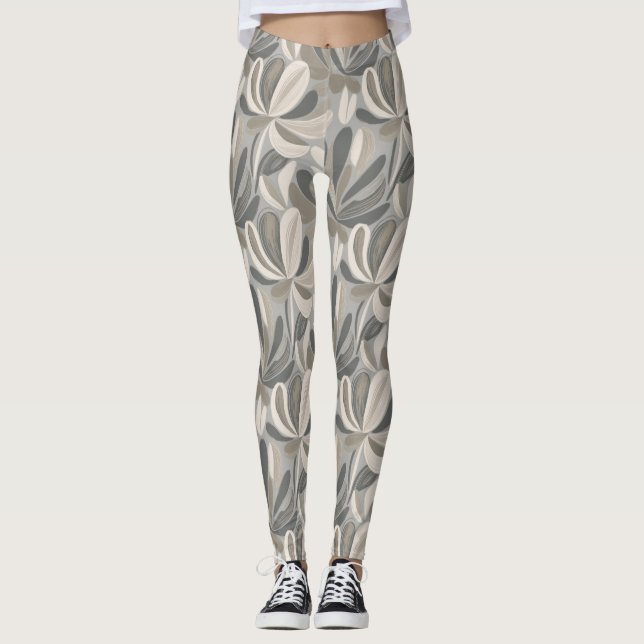 Leggings Composición floral de gouache abstracto (Anverso)