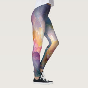 Leggings Composición floral pastel abstracta brillante