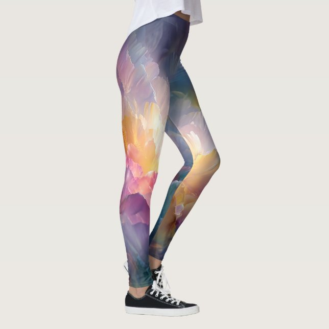 Leggings Composición floral pastel abstracta brillante (Derecha)
