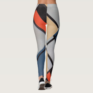 Leggings Composición mondriana con rojo, azul, negro, amari
