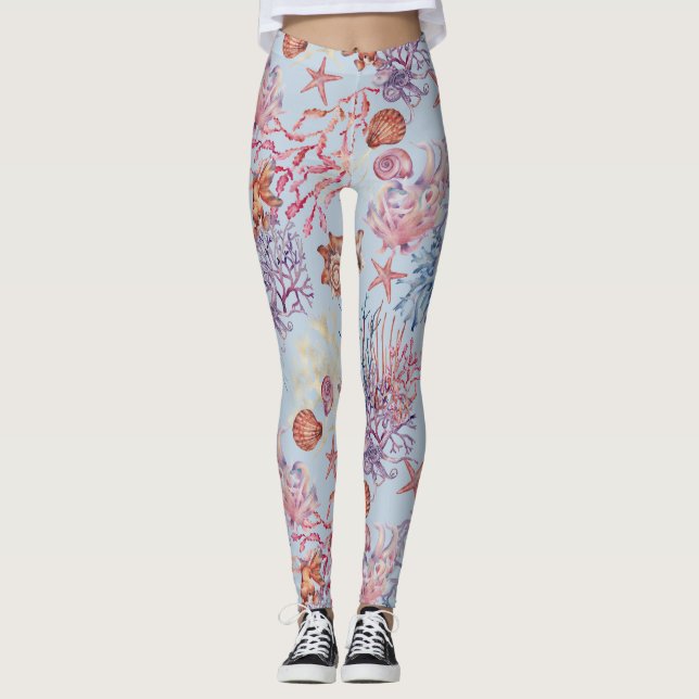 Leggings Composición Subacuática de Acuarela Serie Diseño 3 (Anverso)