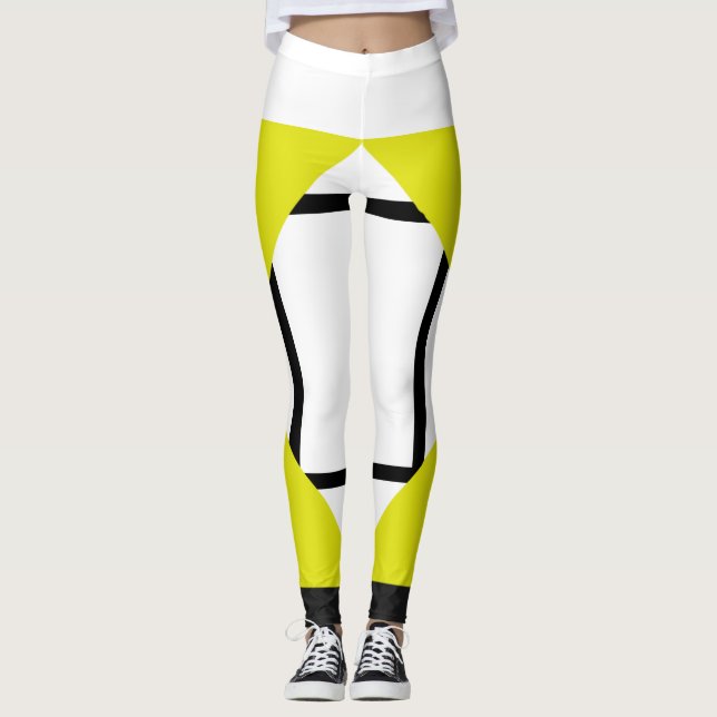 Leggings Composition I Lozenges 4 líneas Bl amaril (Anverso)