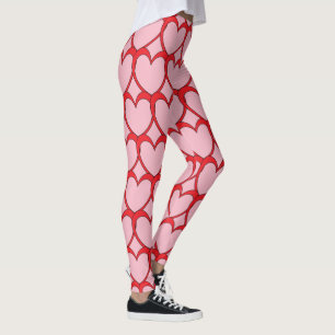 Leggings Compresión rosa y roja del corazón ajustada