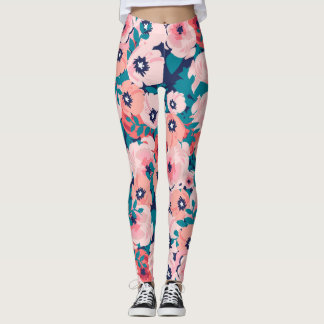 Leggings Comprimido Floral de acuarela: Peonies de época.