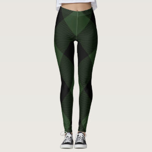 Leggings Comprobación de búfalo cuadrado verde celta y negr