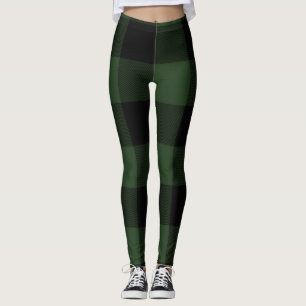 Leggings Comprobación de búfalo cuadrado verde celta y negr