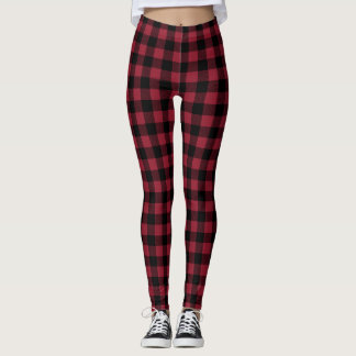 Leggings Comprobación de búfalo negro y rojo