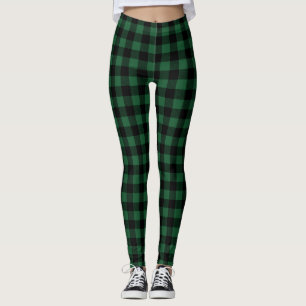 Leggings Comprobación de búfalo negro y verde