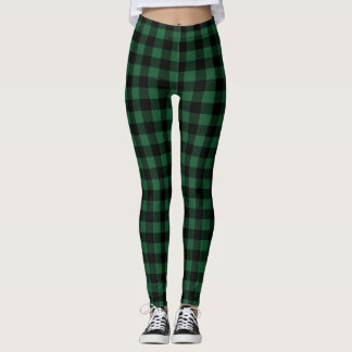 Leggings Comprobación de búfalo negro y verde