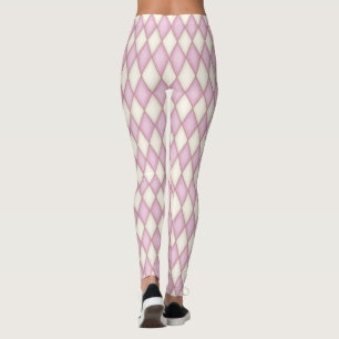 Leggings Comprobación de diamantes de marfil y rosa