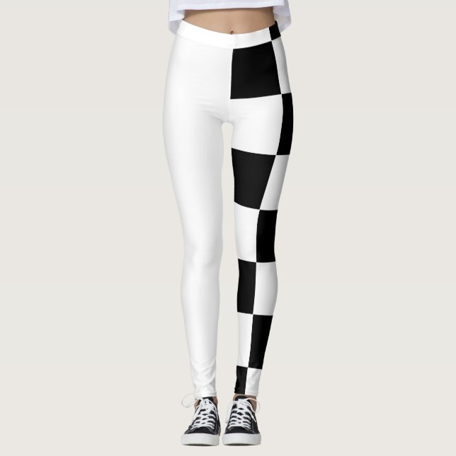Leggings Comprobador medio y medio blanco y negro (Anverso)