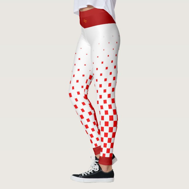 Leggings Comprobadores de gradientes rojos y blancos con la (Izquierda)