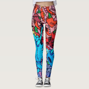 Leggings con arte callejero de grafiti en pared de