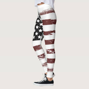Leggings con bandera de EE. UU. descolorida de asp