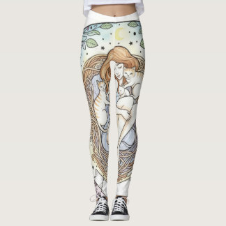 Leggings con diseño de madre y gatito ángel de la 