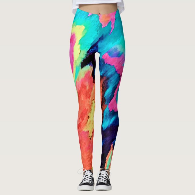 Leggings con estampado de arte abstracto de 2 colo (Anverso)
