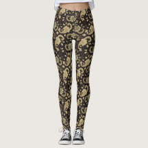 Leggings con estampado de cachemira marrón beige