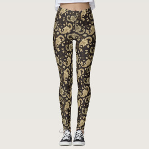 Leggings con estampado de cachemira marrón beige