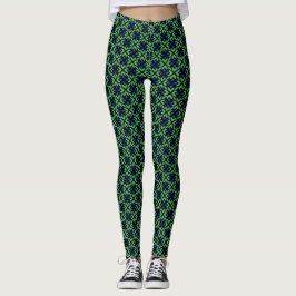 Leggings con estampado de hojas verdes y pétalos a
