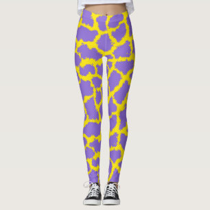 Leggings con Estampado de Jirafa y Fondo Púrpura