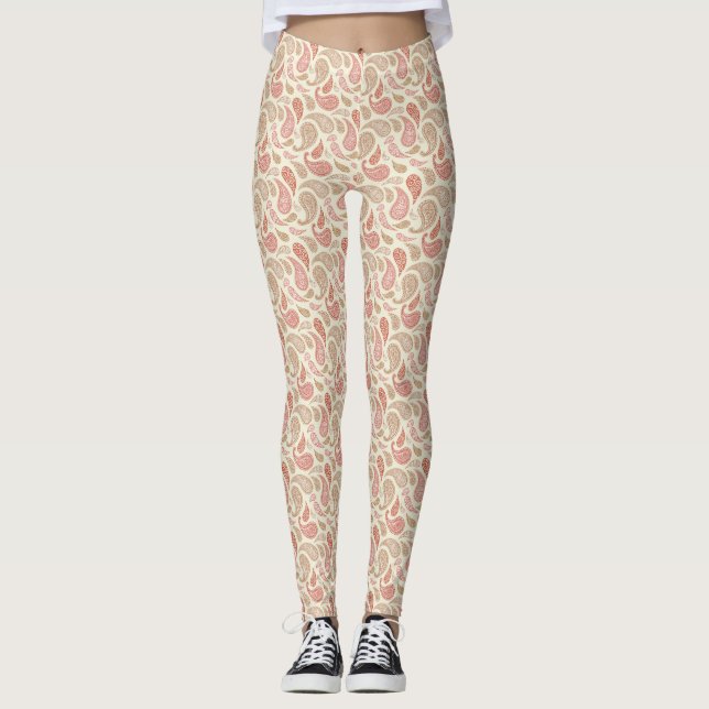 Leggings con estampado de paisley crema-marrón (Anverso)