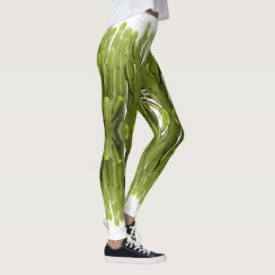 Leggings con estampado de planta suculenta verde f