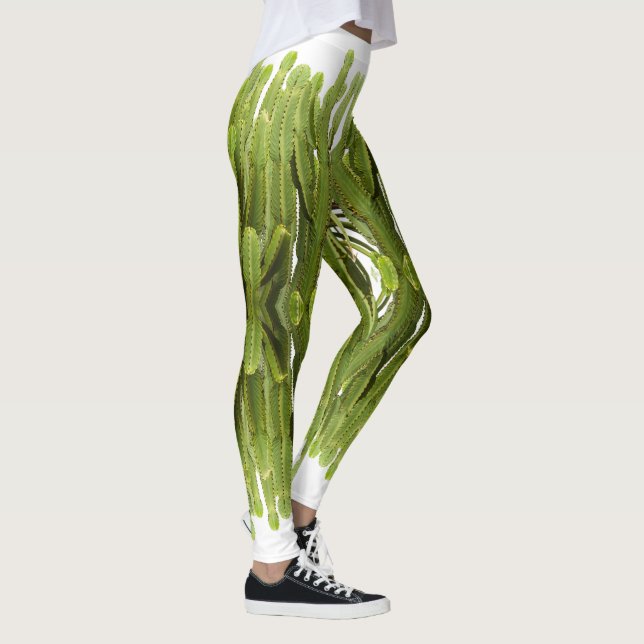 Leggings con estampado de planta suculenta verde f (Derecha)