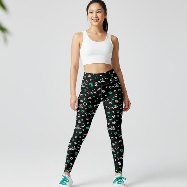 Leggings con estampado de sonrisa y corazón para m (Subido por el creador)