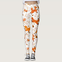 Leggings con estampado de zorros otoñales lindos