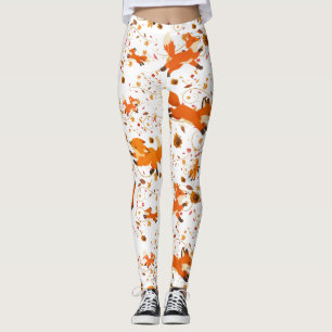 Leggings con estampado de zorros otoñales lindos