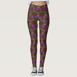 Leggings con estampado floral bonito de pensamient