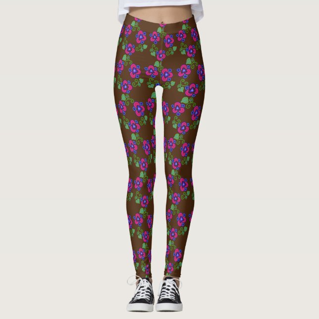 Leggings con estampado floral bonito de pensamient (Anverso)