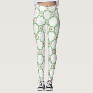 Leggings con estampado floral de hojas en verde pa
