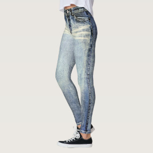 Leggings con Estampado Total de Jeans con Lavado D