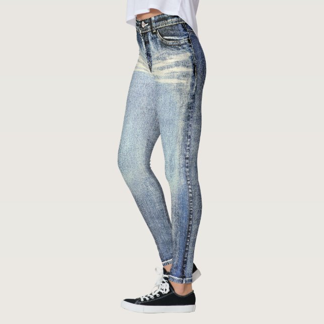Leggings con Estampado Total de Jeans con Lavado D (Izquierda)